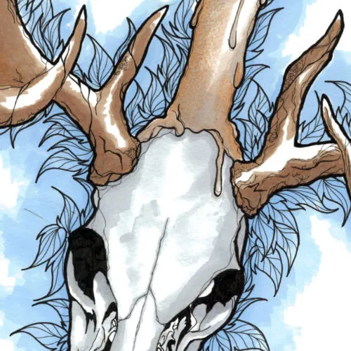 Deer skull scrapbook illustration