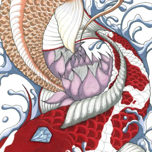 Double koi scrapbook illustration