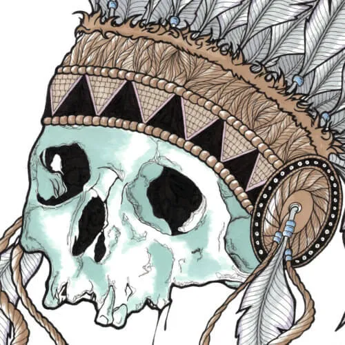 Native skull scrapbook illustration